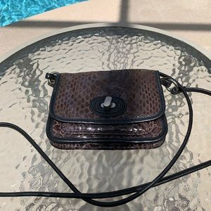 Fossil brown snake print crossbody